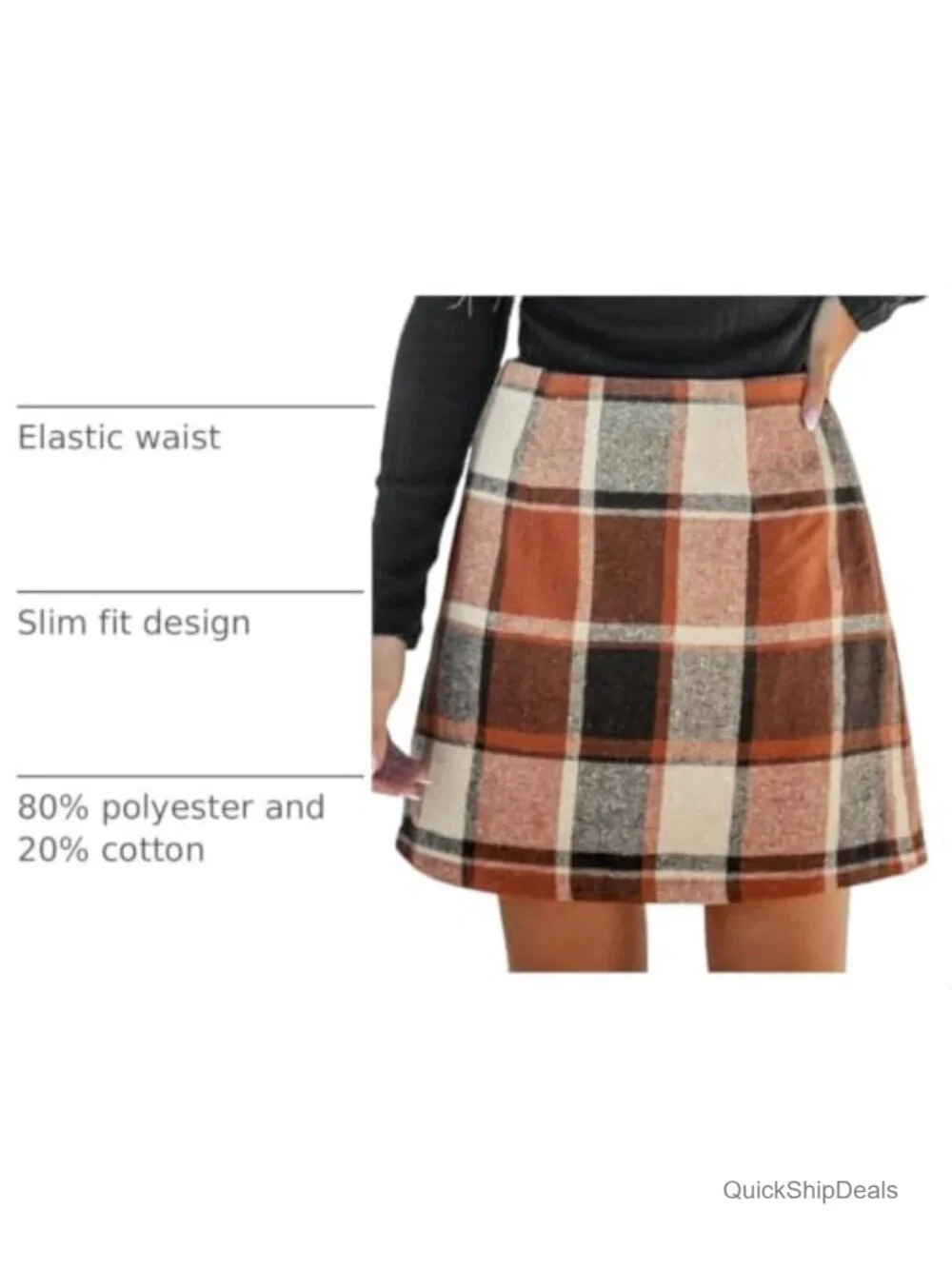 High Waist Plaid Mini Skirt A-Line Casual
